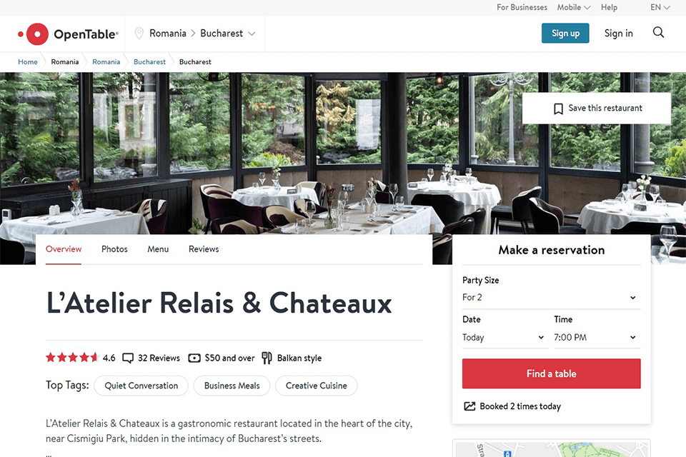 opentable restaurant finder app interface