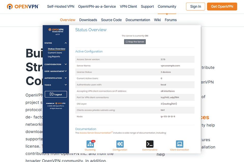 واجهة openvpn