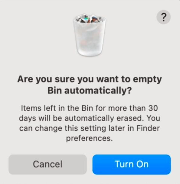 optimize storage mac bin