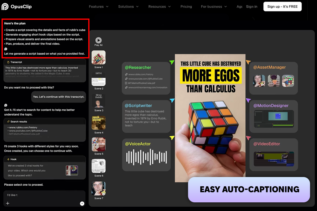 opus clip ai motion graphics generator