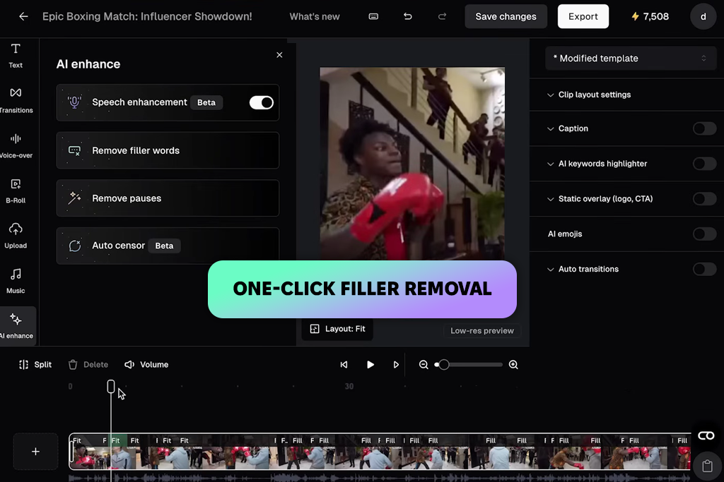 opusclip ai audio silence remover