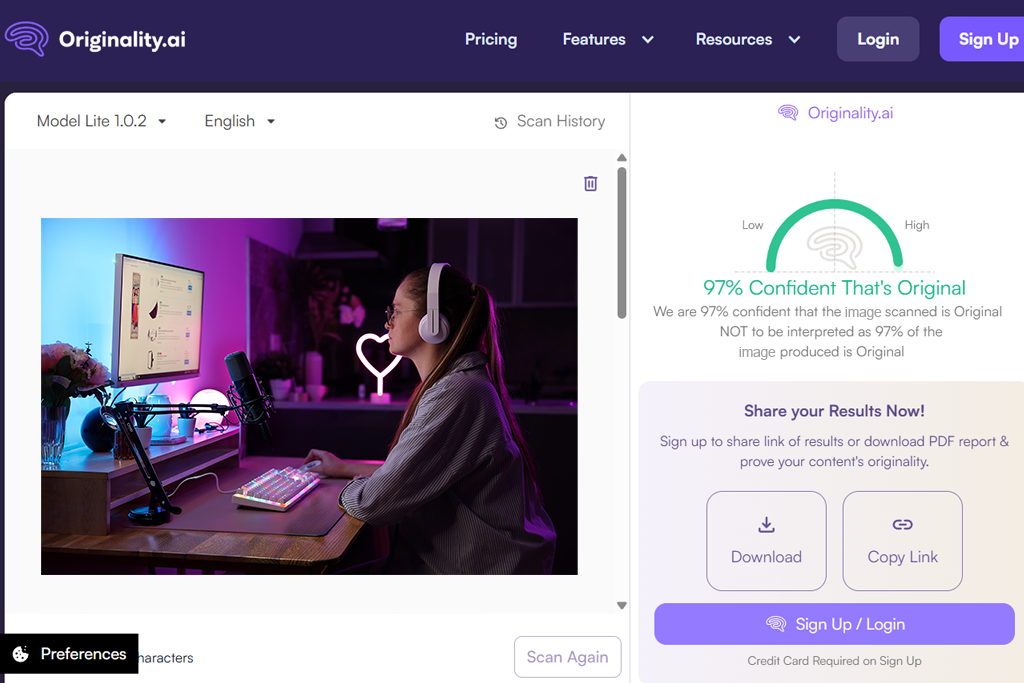 originalityai ai image detector