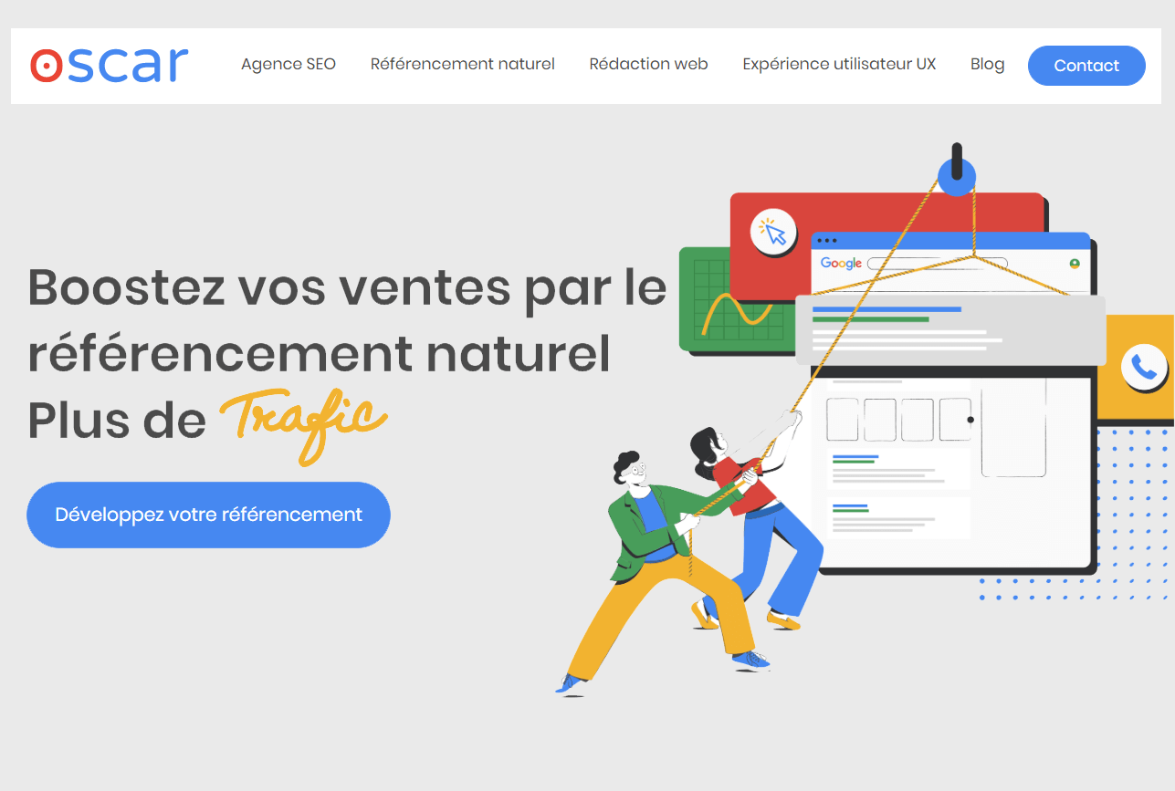 interface de l'agence de marketing digital oscar