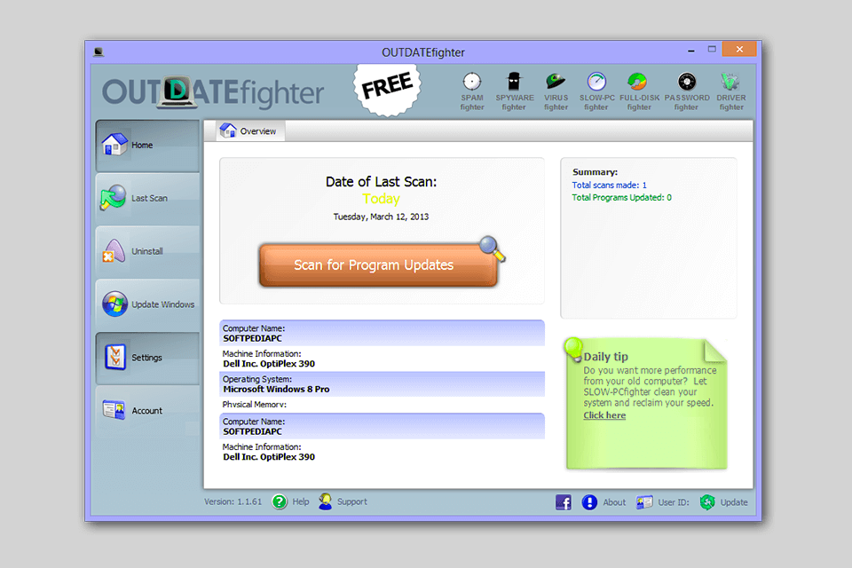 outdatefighter software updater interface