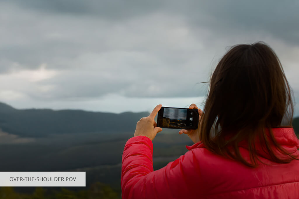 over shoulder pov photography