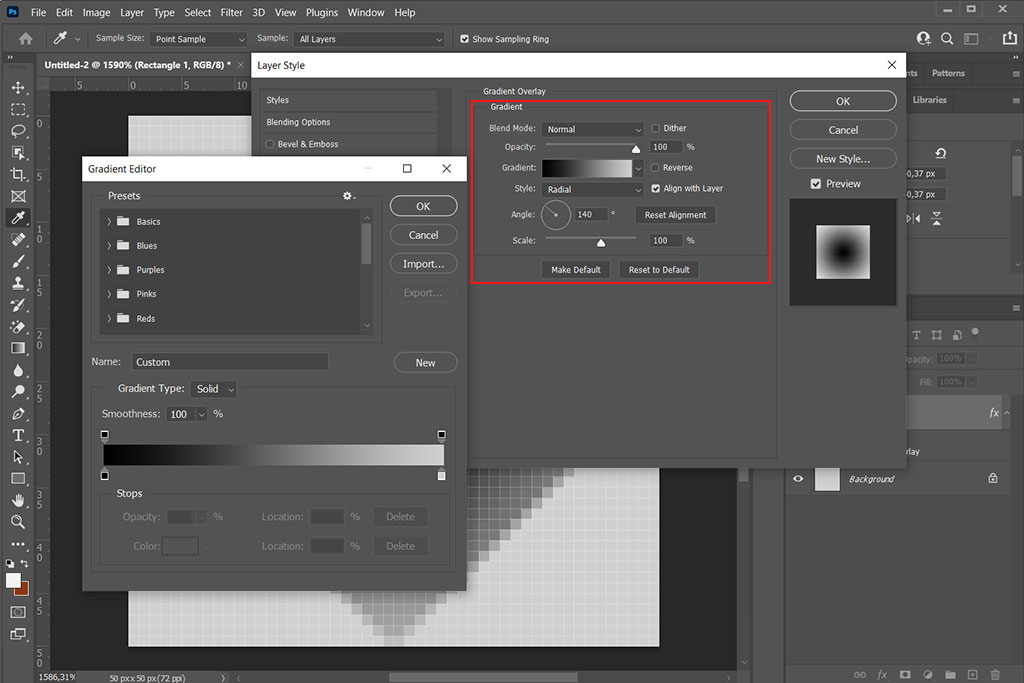 overlay a gradient halftone pattern in photoshop
