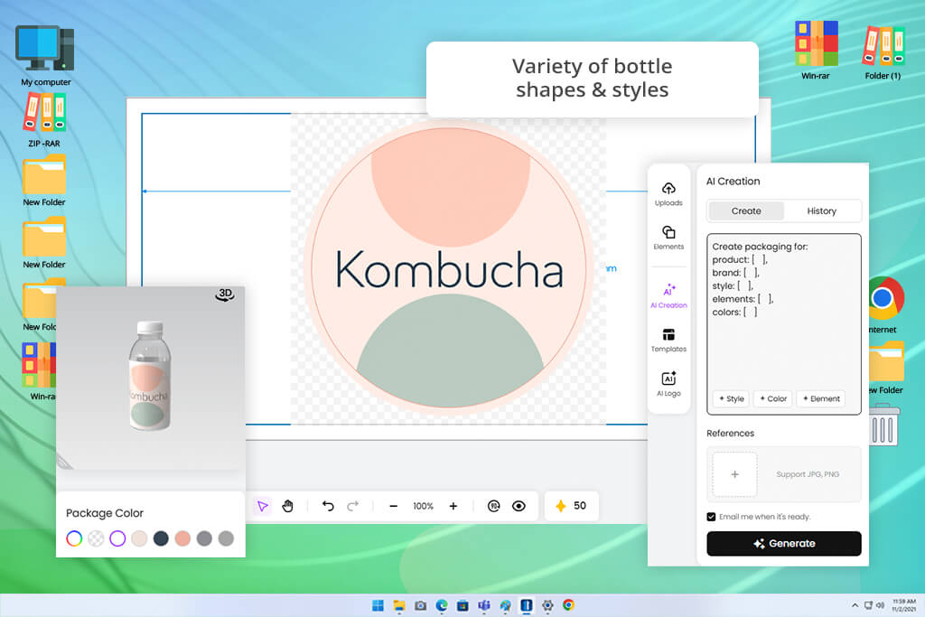 pacdora bottle mockup generator