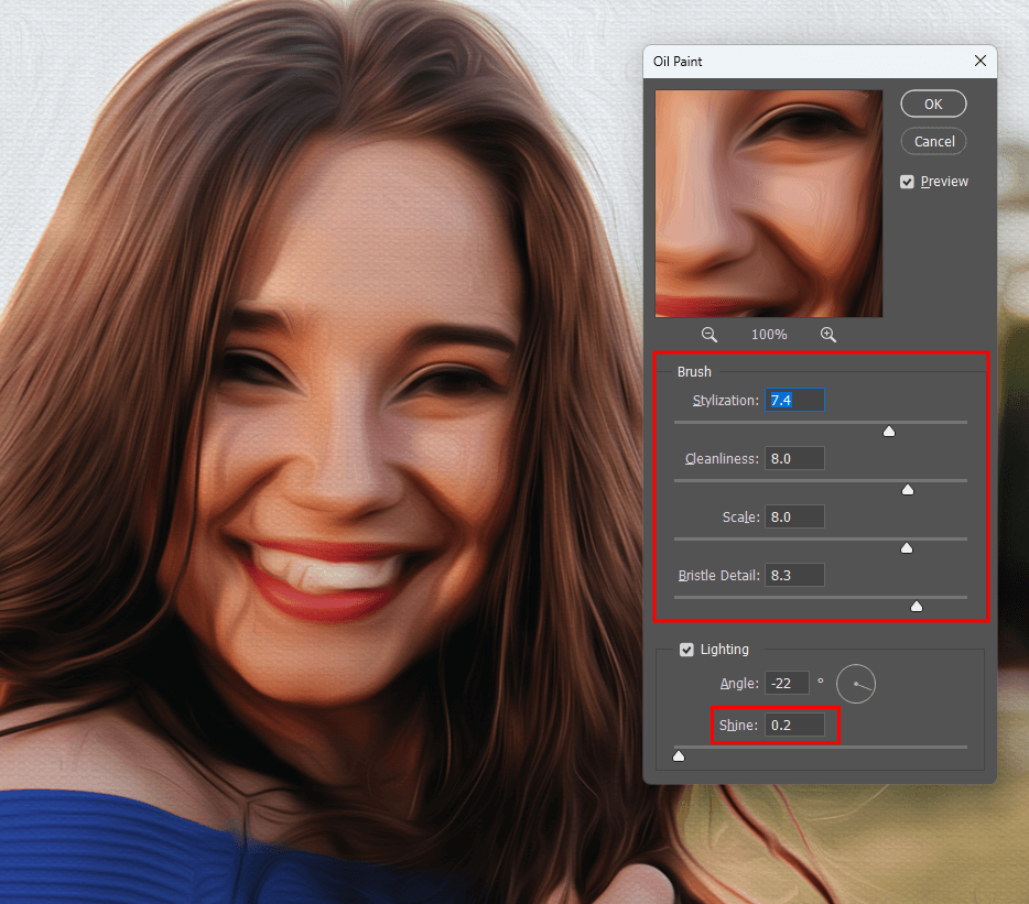 painterly effect photoshop shine