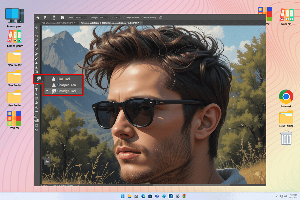 painterly effect photoshop smudge tool