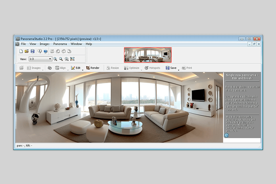 panoramastudio photo stitching software interface