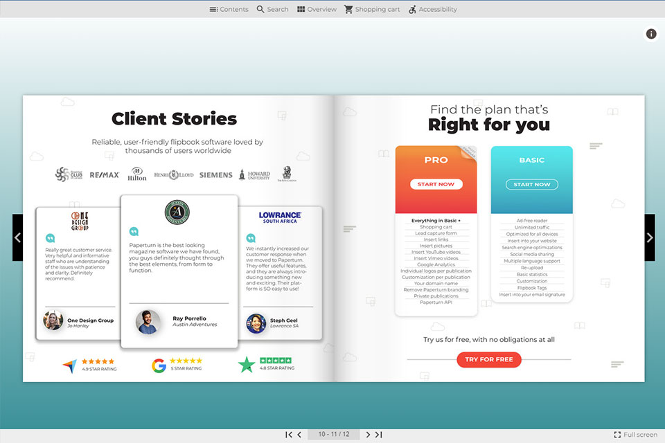 paperturn flipbook software interface
