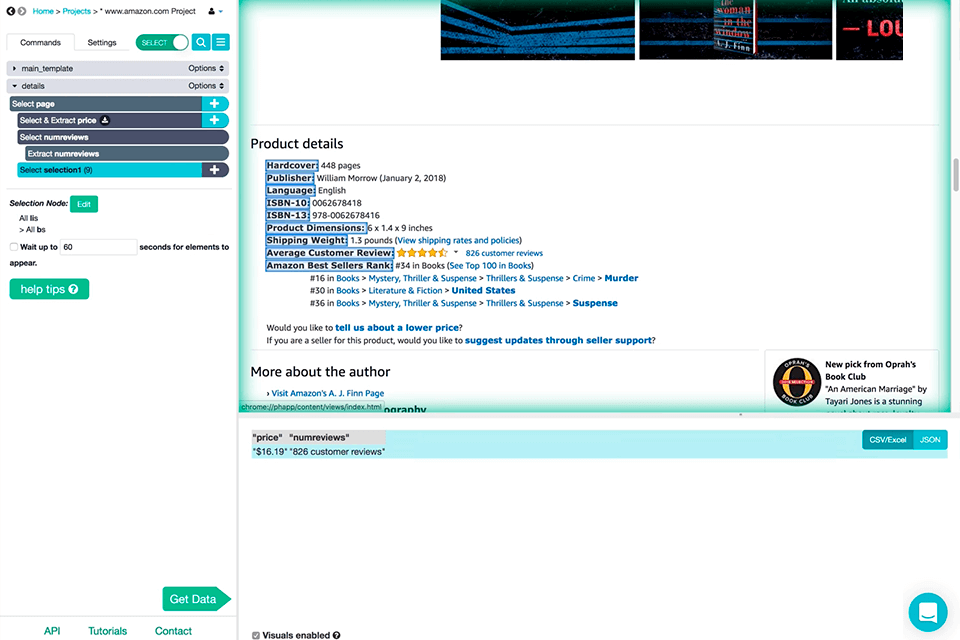 parsehub инструмент для сканирования сайта интерфейс