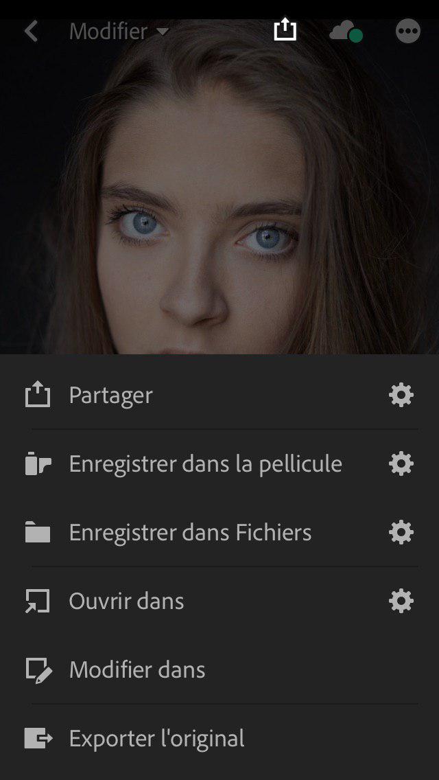 partager des photos version mobile lightroom cc