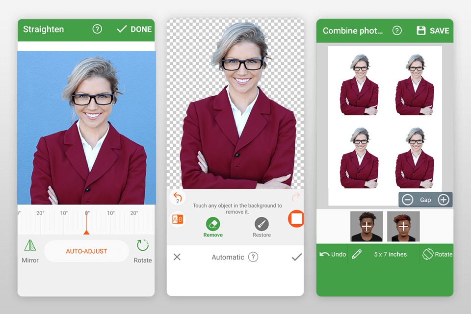 passport photo maker app to edit id card interface