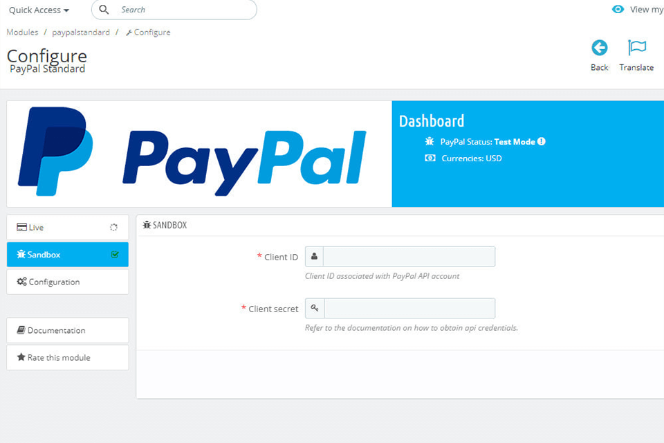 paypal interface