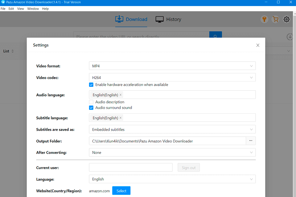 pazu amazon prime video downloader settings