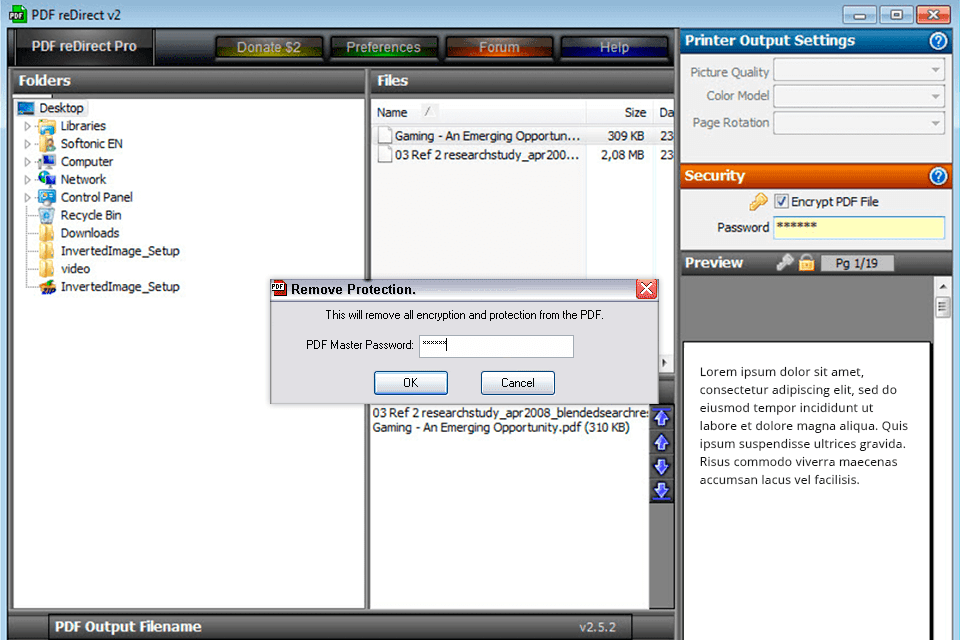 pdf redirect locker tool for windows interface
