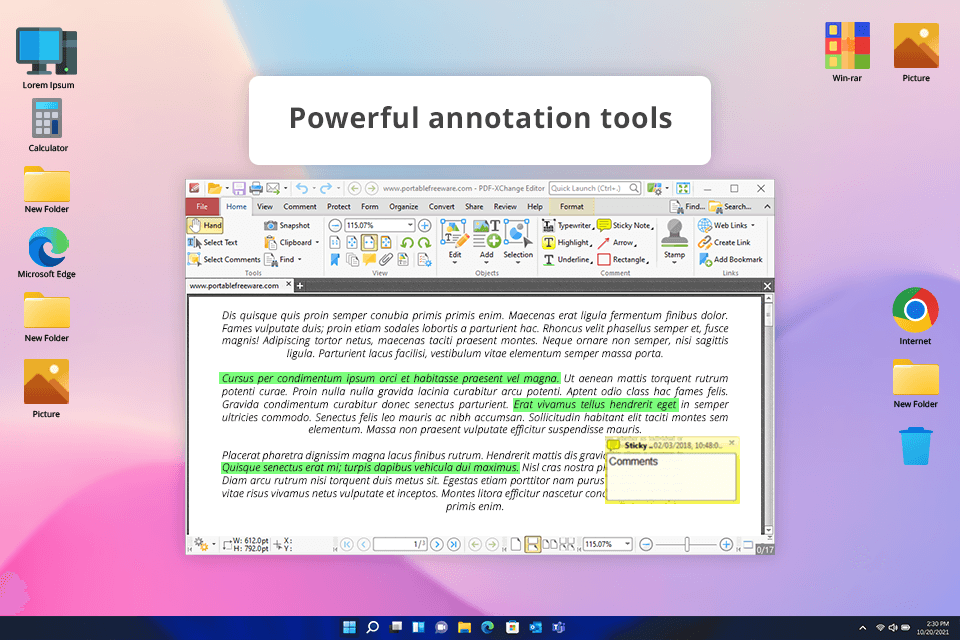 pdf xchange editor pdf reader for windows 11 interface