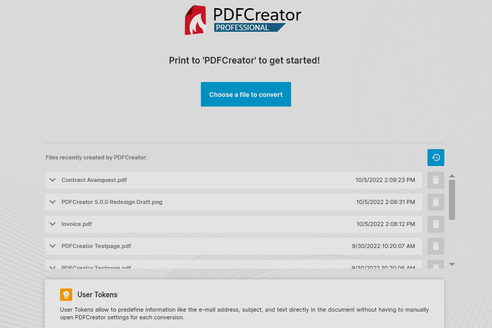 pdfcreator pdf organizer interface