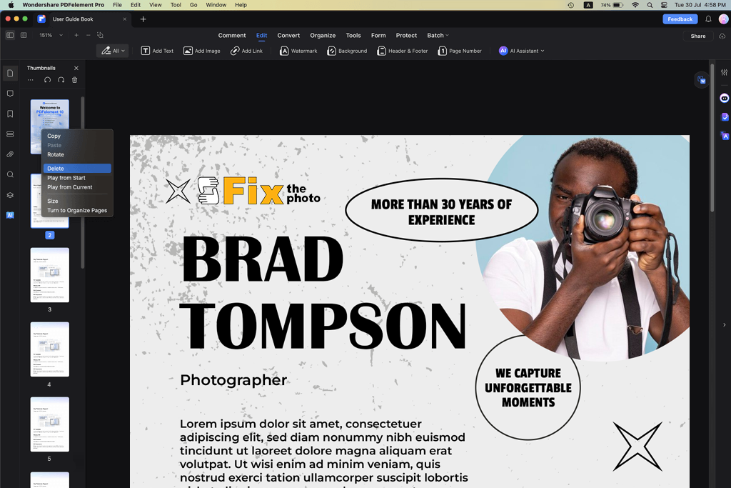 pdfelement pro to delete pages from pdf