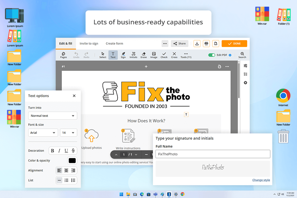pdffiller interface