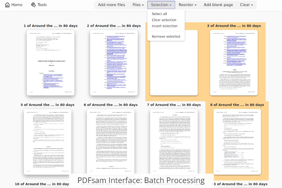 pdfsam interface batch processing