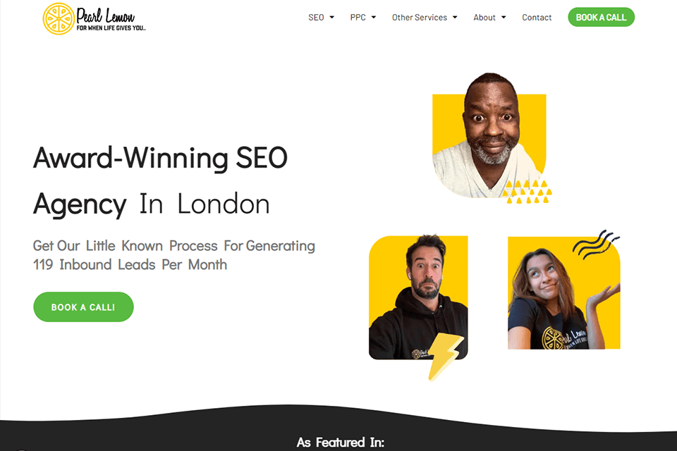 pearl lemon digital agency website