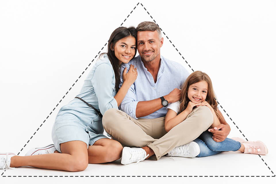 people posing triangle composition