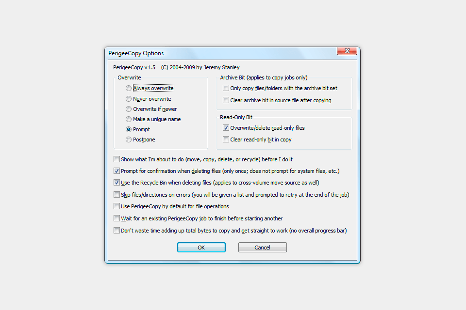 perigeecopy 1.6 file copy software interface