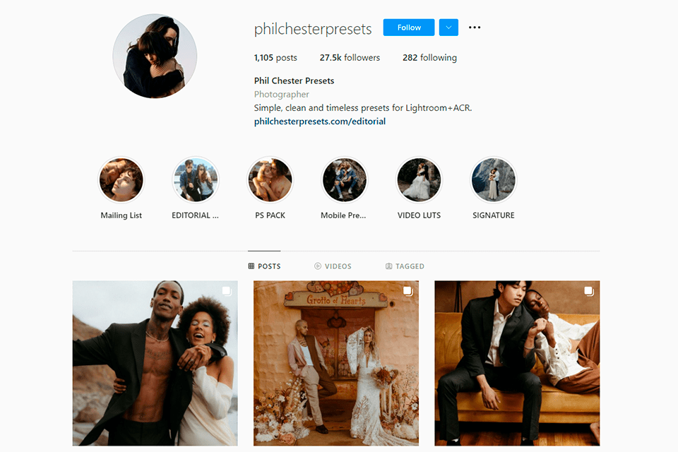phil chester presets on instagram