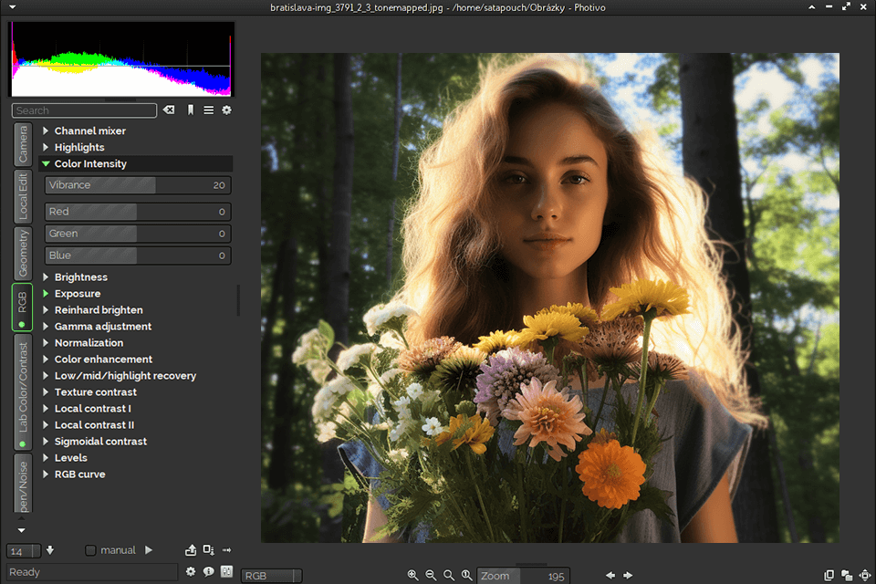 photivo linux photo editor interface