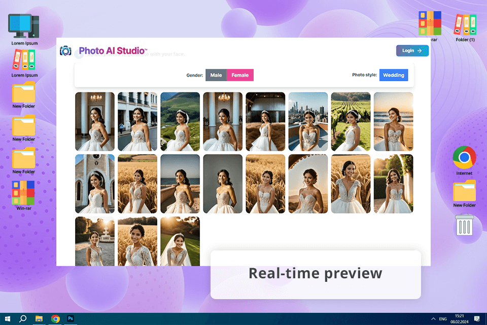 photo ai studio ai wedding photo generator interface