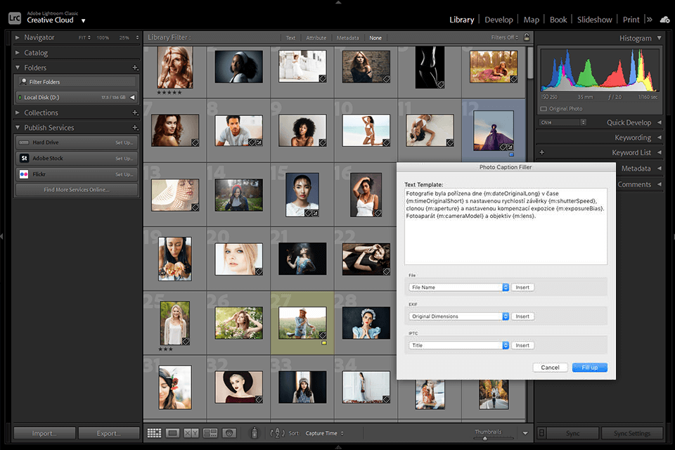 photo caption filler lightroom plugin