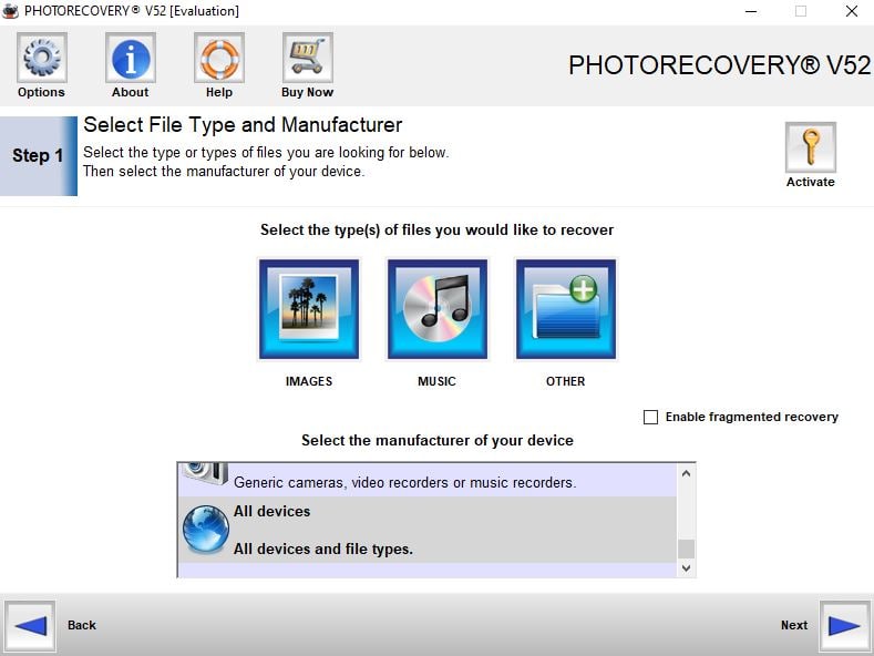 photorecovery interface
