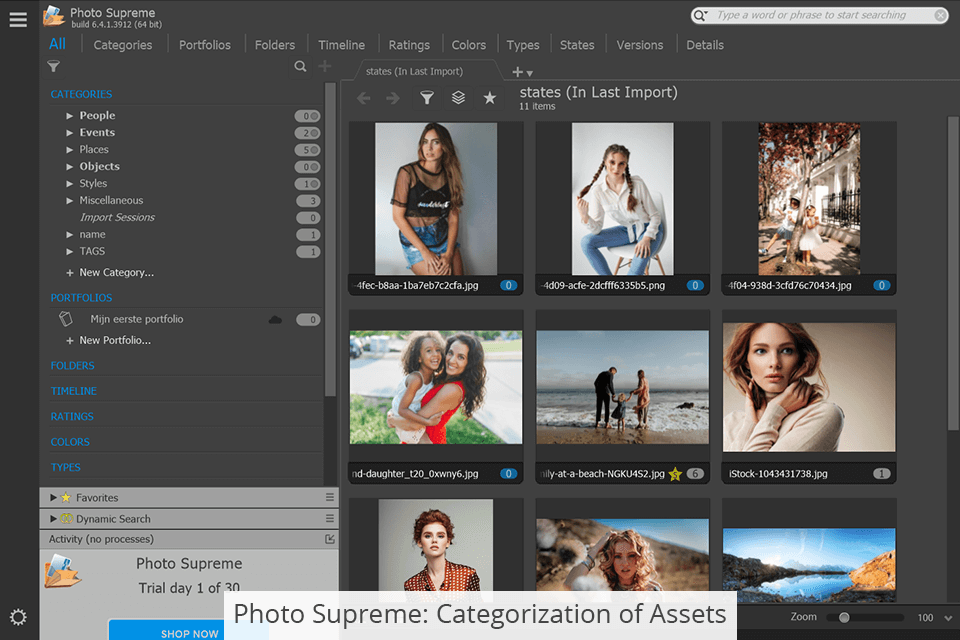 photo supreme categorization of assets