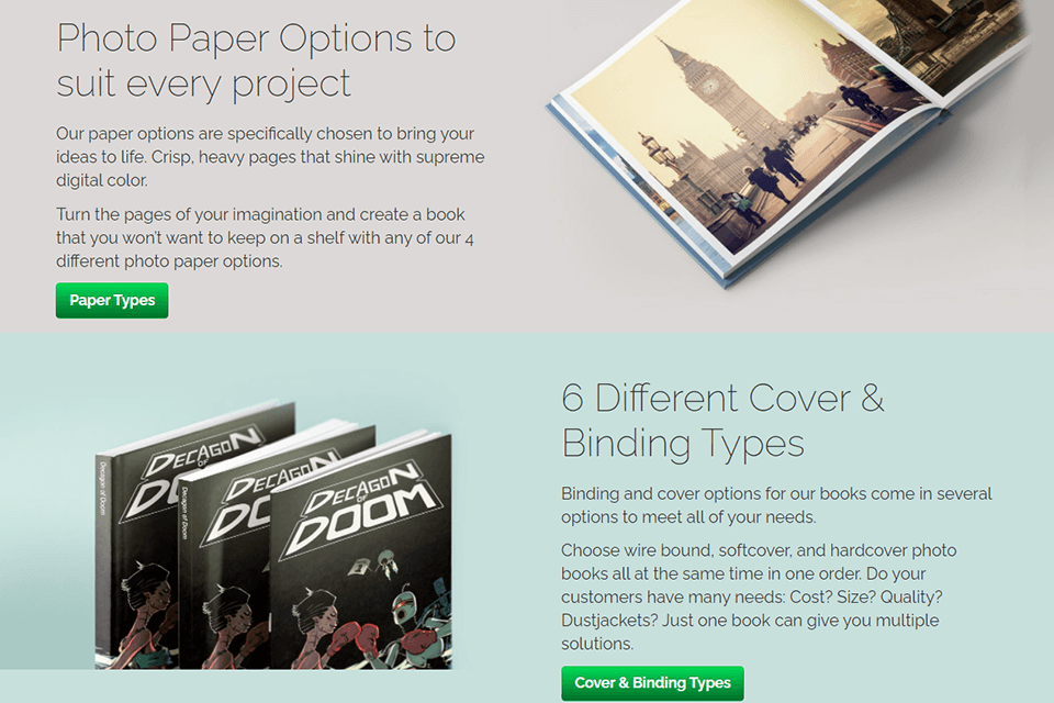 photobooks pro interface photo paper options