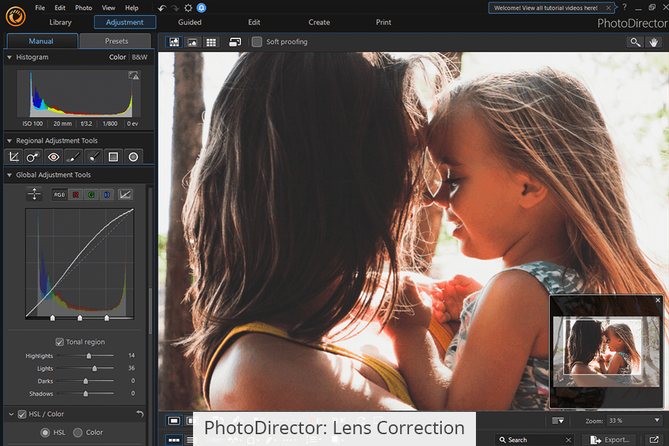 photodirector lens correction