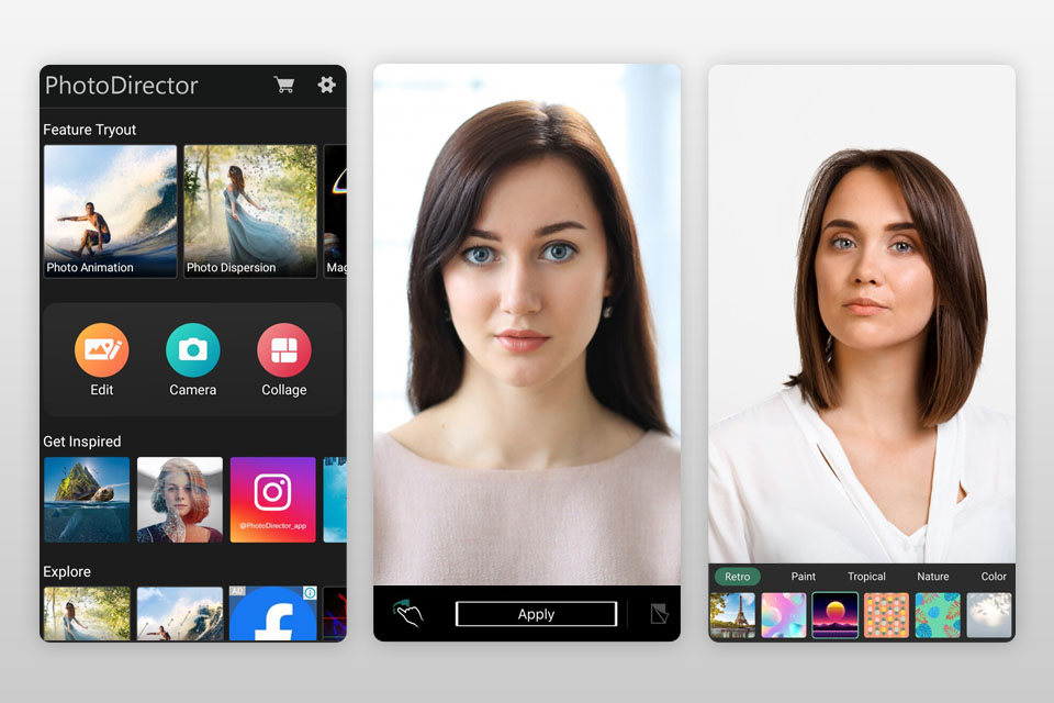 photodirector passport photo app interface