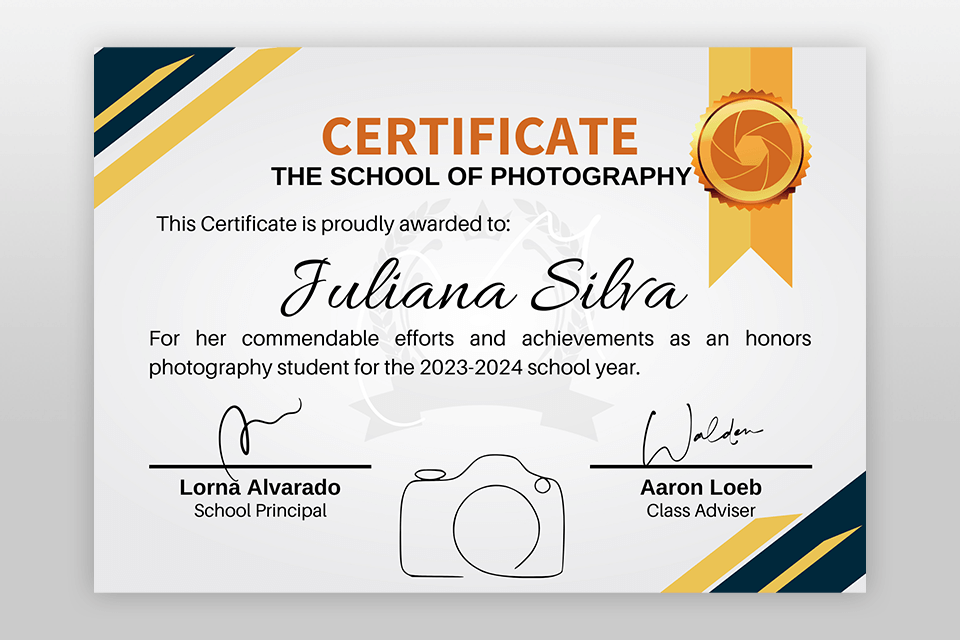 photographer education certificate