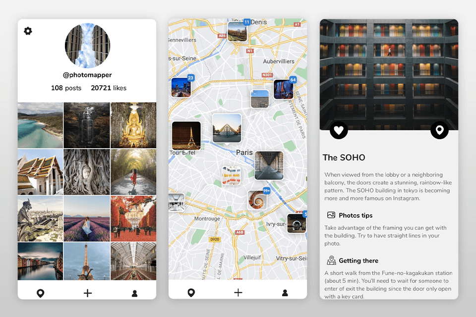 photomapper best photography spots app interface