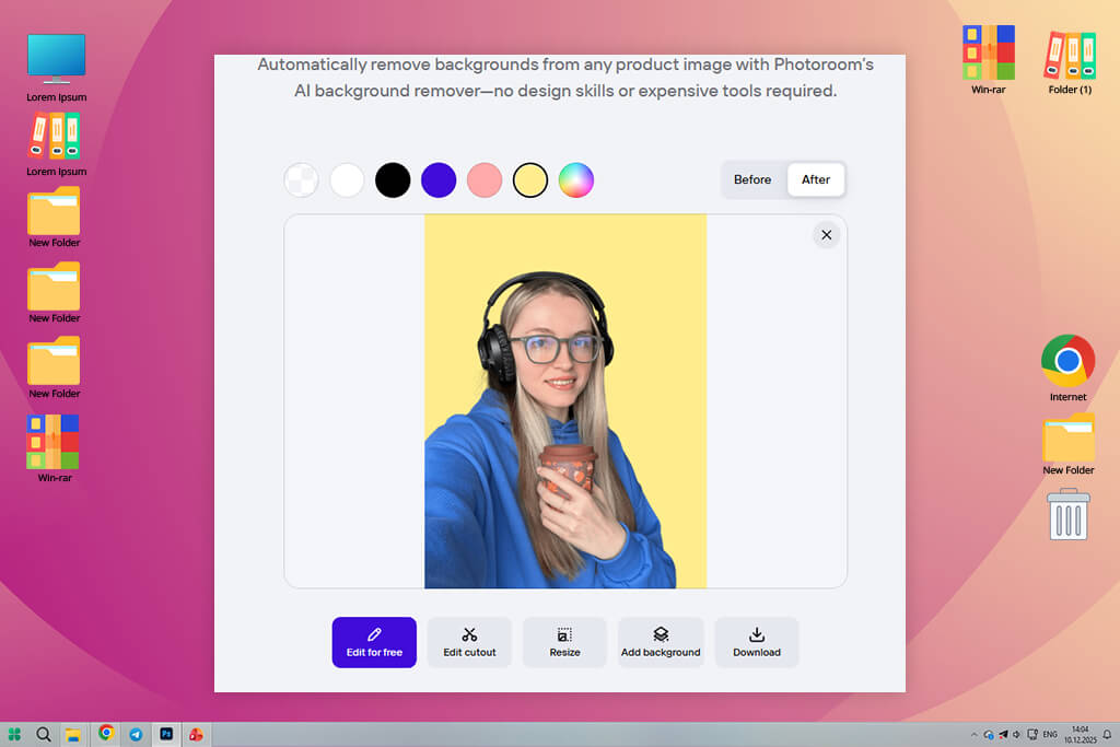 photoroom ai background remover tool