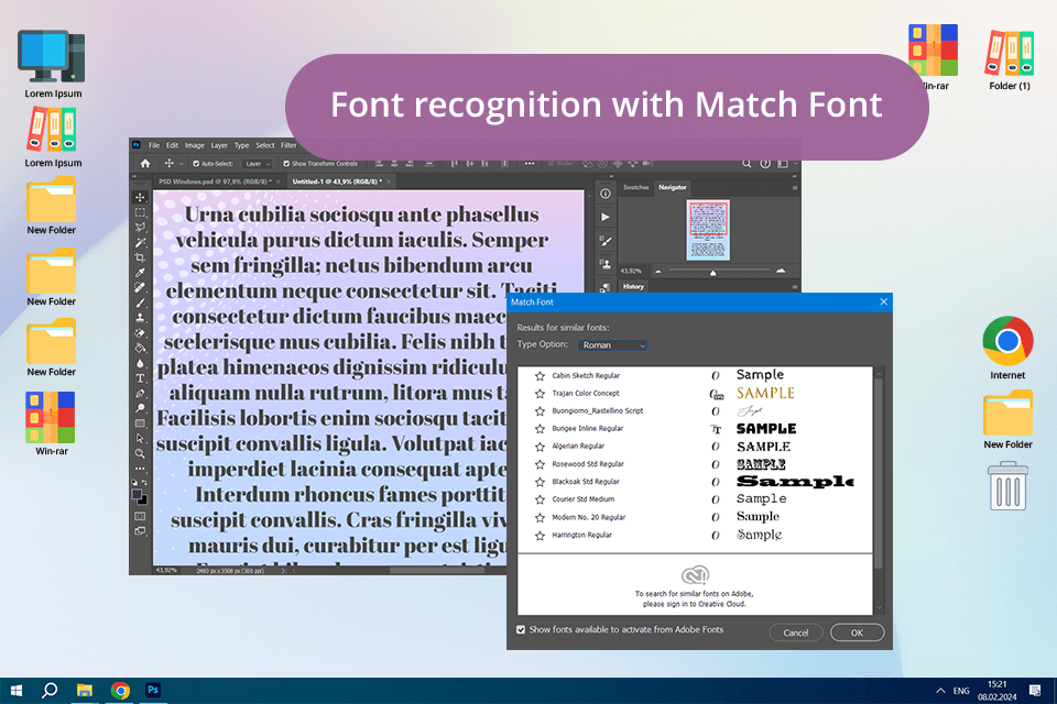 photoshop 2017 match font