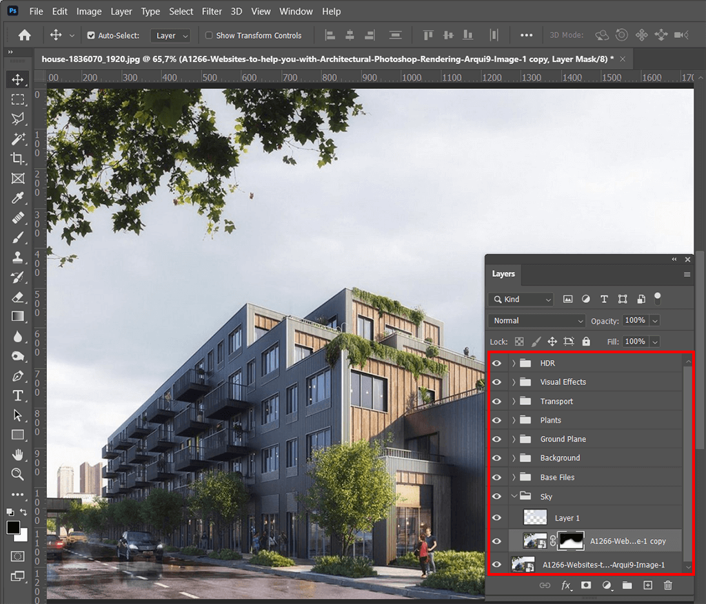 photoshop architectural rendering groups
