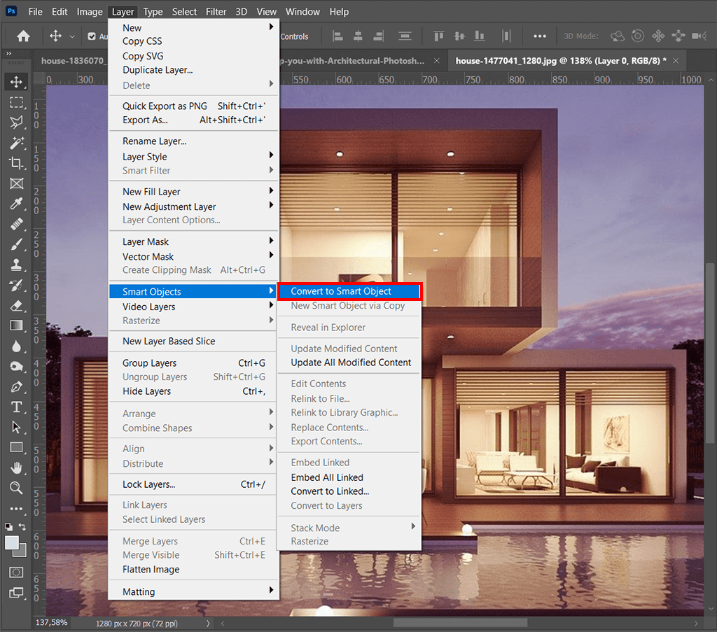 photoshop architectural rendering smart object