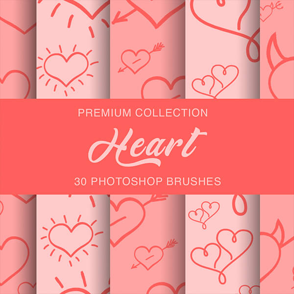 banner ps brushes heart effect
