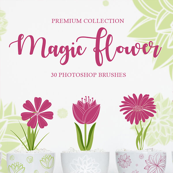 banner ps brushes magic flowers