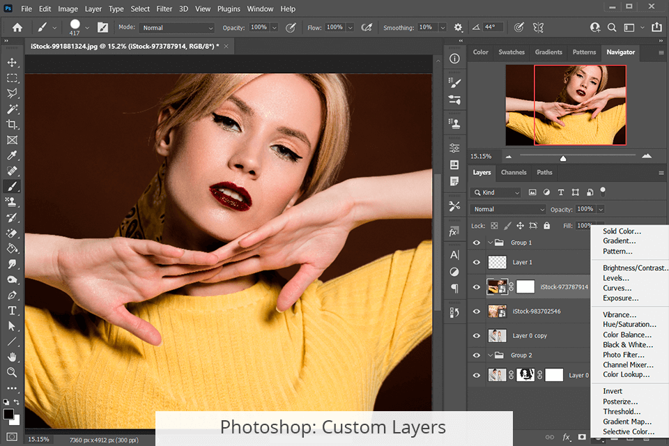 Photoshop طبقات مخصصة