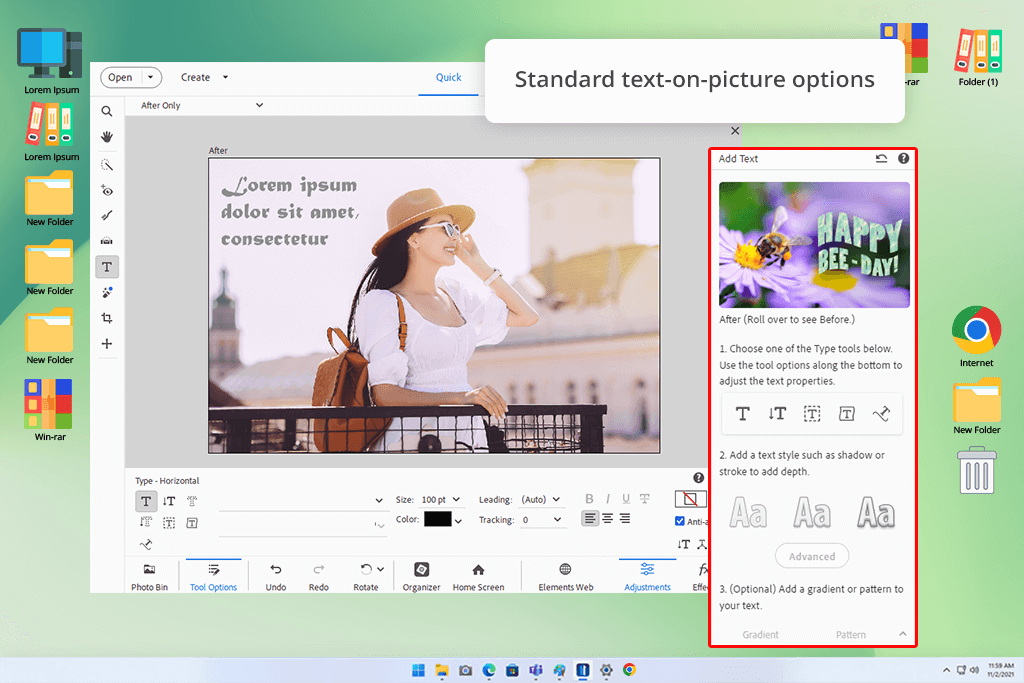 photoshop elements guided edit add text