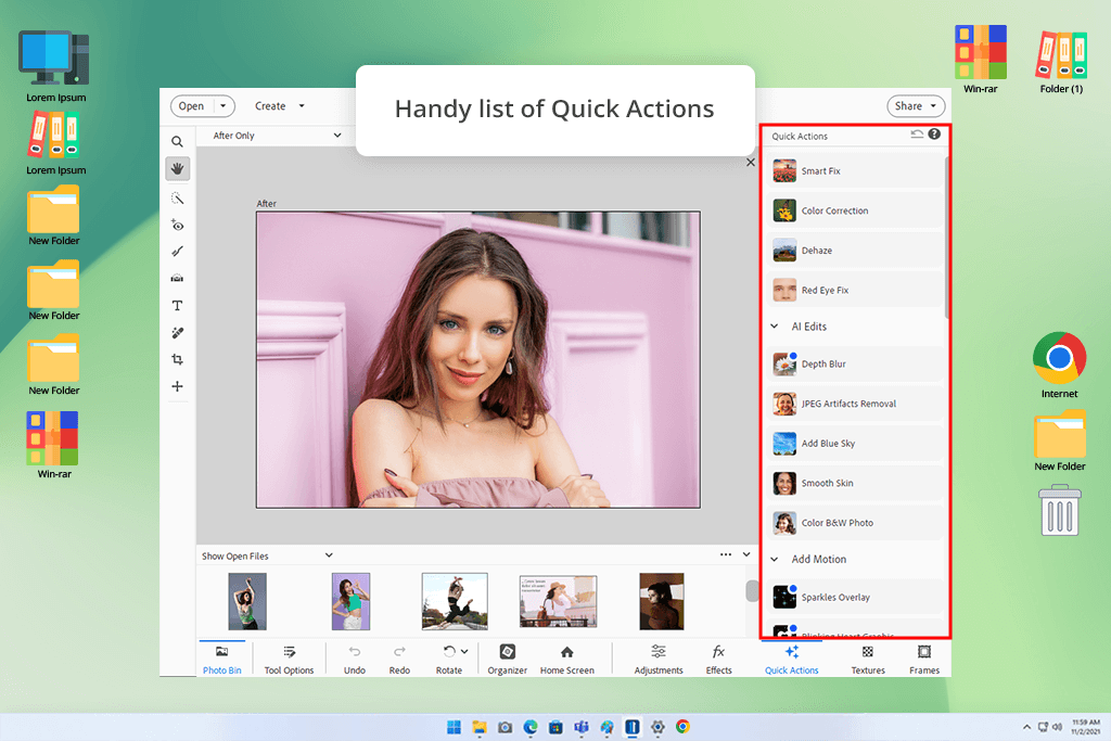 photoshop elements quick actions