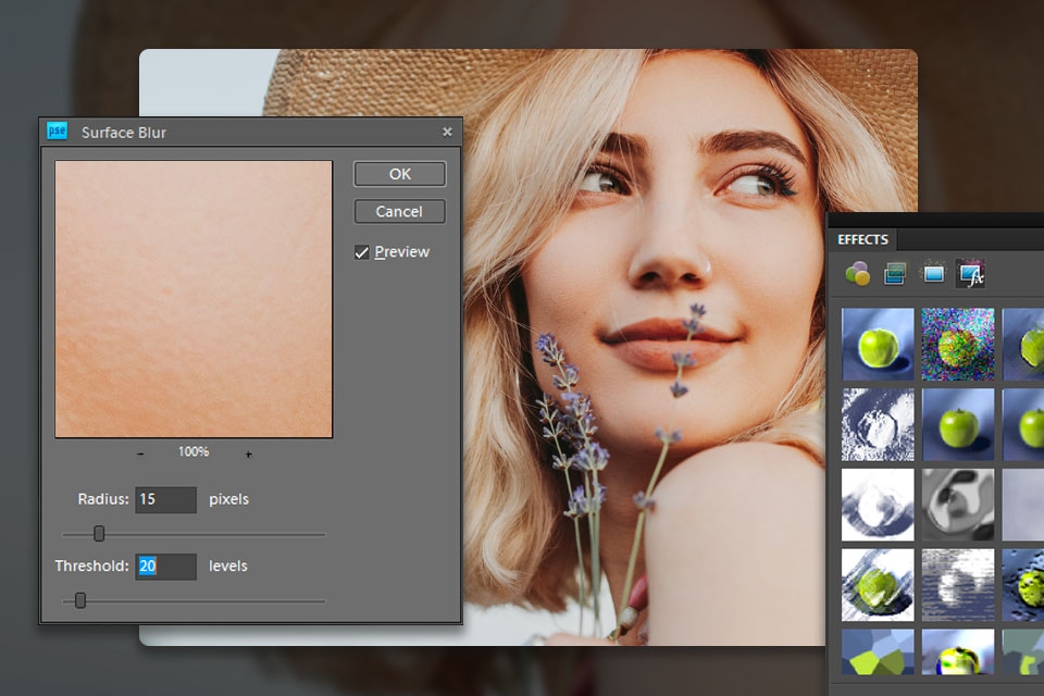 photoshop elements retouching tools skin smoothing